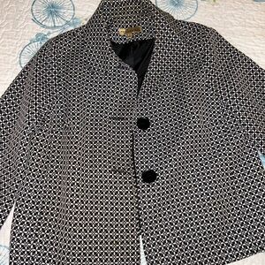 Notations Black and White Geometric Blazer